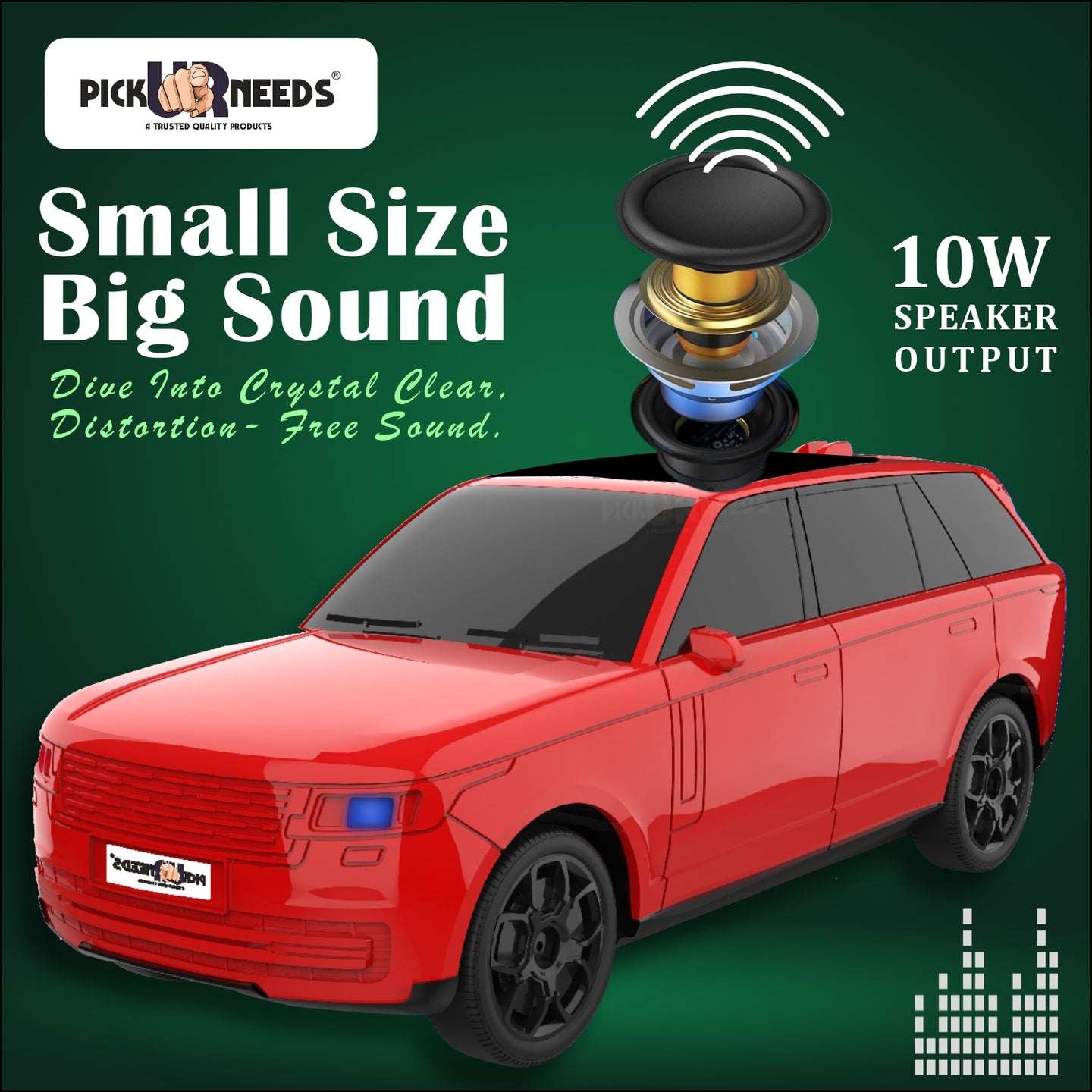 Pick Ur Needs Car Design Wireless Speaker USB / TF Card / FM Support RGB Light 1200mAh Battery 10 W Bluetooth Speaker
